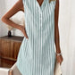 Vestido-camisa às riscas para mulher sem mangas com decote em V
