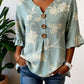 Blusa casual para mulher com estampado floral e mangas abalonadas