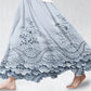 Saia de mistura de linho com renda bordada floral