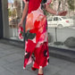 Vestido comprido elegante com estampado floral para mulher
