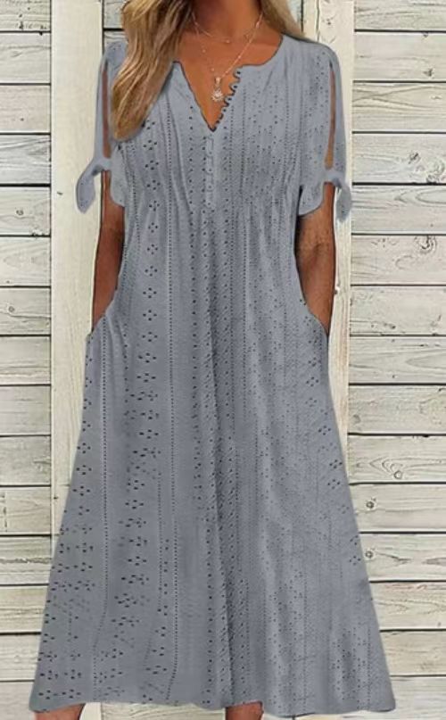 Vestido elegante com decote em V para mulher