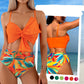 Conjunto de biquíni para menina com cintura alta e laço