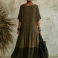 Vestido Casual em Chiffon e Algodão com Recortes e Estampado de Onça