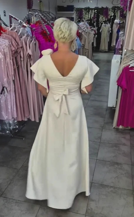 Vestido comprido com decote em V e estampado floral 3D