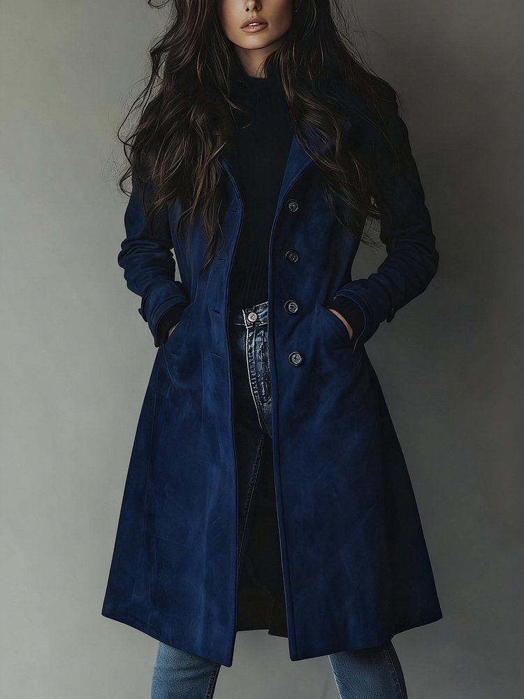 Trench coat de camurça elegante, casual e retro