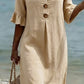Vestido de senhora em algodão e linho, modelo 2026
