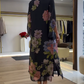 Vestido estampado em seda gelo estilo étnico
