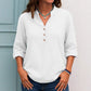 Blusa casual para mulher com decote em V e fecho de botões