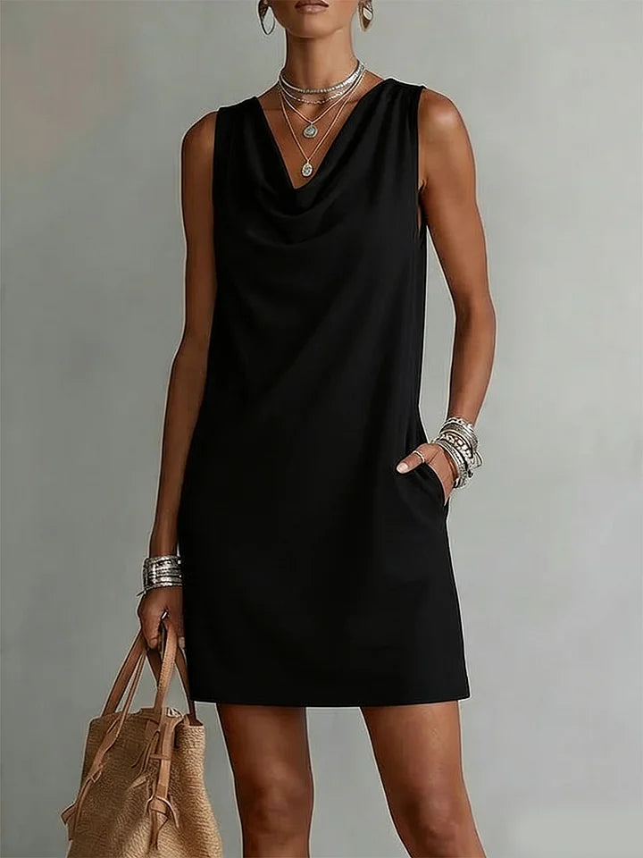Vestido de algodão sem mangas com decote em V