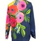 Camisa casual para mulher com estampado floral e lapela