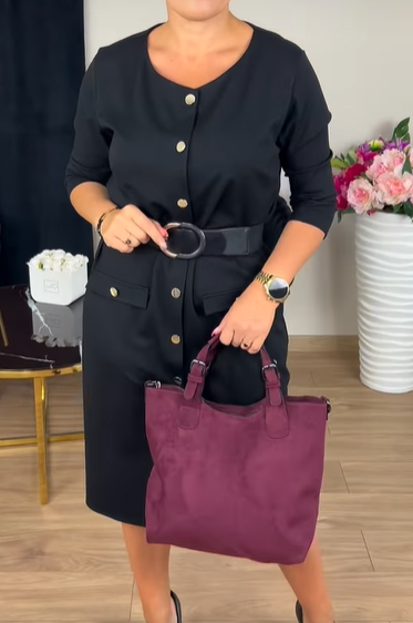 Vestido elegante de abotoamento simples para mulheres da moda