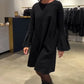 Vestido de mulher de cor sólida com mangas em sino