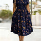 Vestido floral para mulher com decote em V e cintura