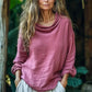 Blusa de linho para mulher, estilo boémio, simples e casual, de manga comprida