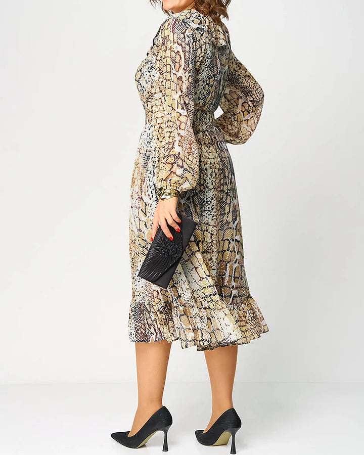 Vestido com folhos e mangas abalonadas