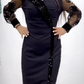 Vestido de tule com decote em V e lantejoulas