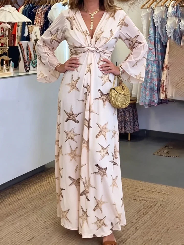Vestido com estampado artístico em estilo boémio