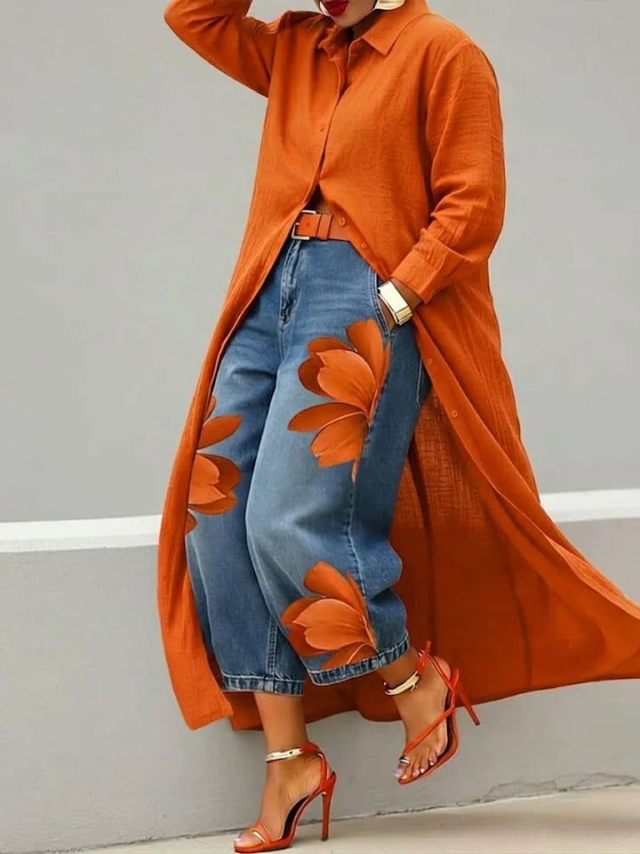 Vestido camiseiro casual em linho e algodão