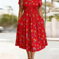 Vestido floral para mulher com decote em V e cintura