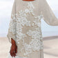 Camisa de linho bordada com renda floral vintage