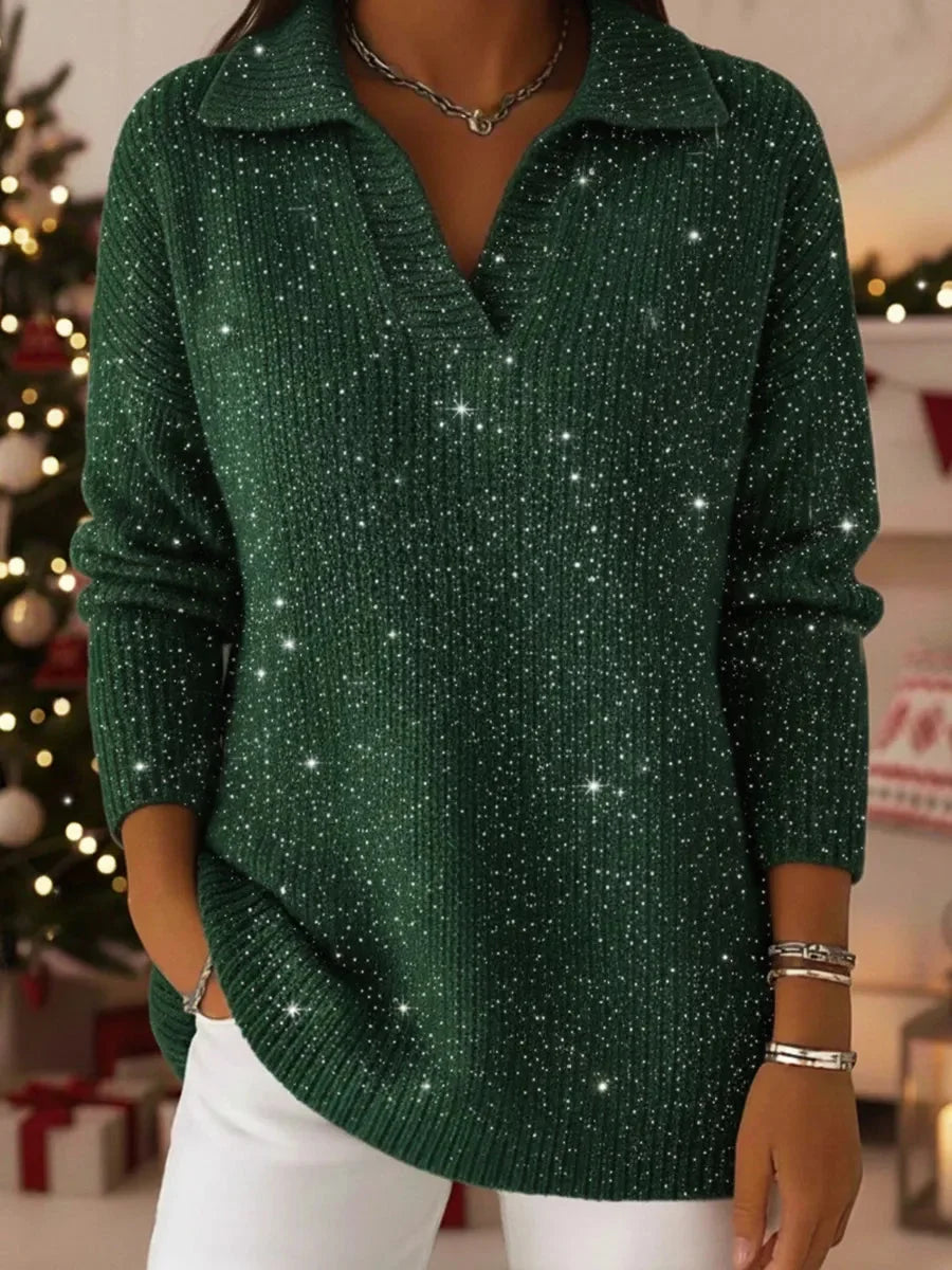 Camisola de Natal para mulher com gola brilhante