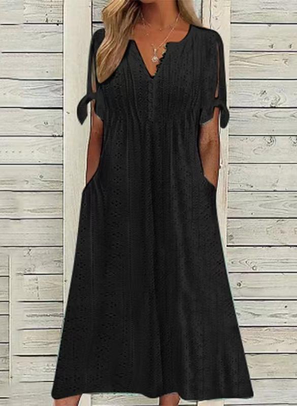 Vestido elegante com decote em V para mulher