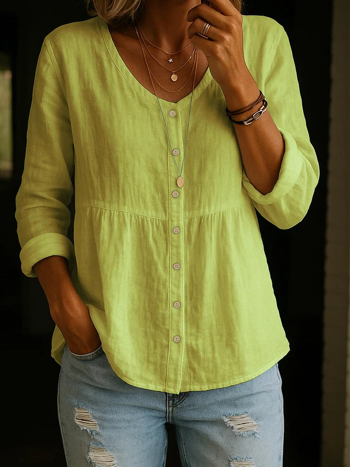 Camisa de senhora em linho e algodão