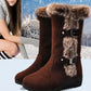 🔥 Botas de neve de cano médio para mulher com acabamento em pelúcia 👢