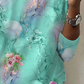 Blusa floral de manga comprida com decote em V e estampado casual primavera outono