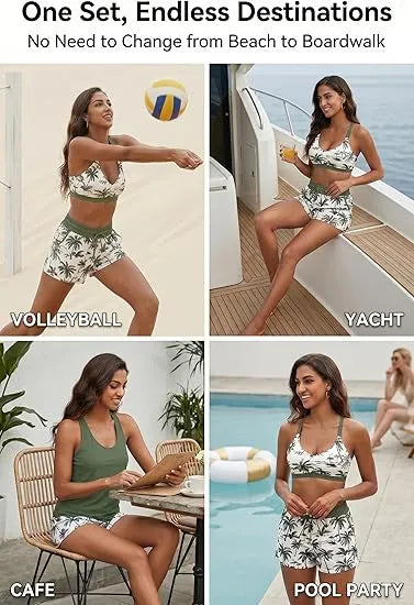 ⏰ Tankini de 3 peças com calções 🔥