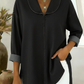 Blusa retro de algodão e jeans com gola xaile