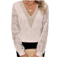 💖 (S-2XL) 🌼 Elegante top de renda floral com decote em V