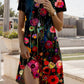 Vestido estampado com gola redonda e manga curta