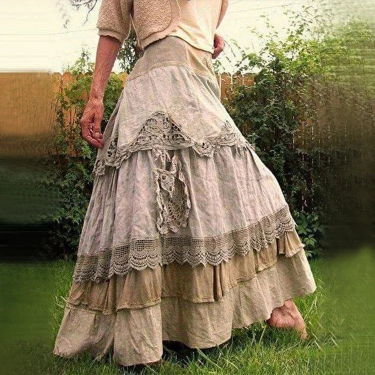 Vestido comprido oversized com folhos retro 2025