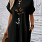 Vestido t-shirt com monograma e mangas estilo morcego