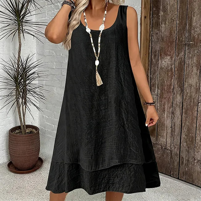 Vestido de mulher de duas camadas sem mangas