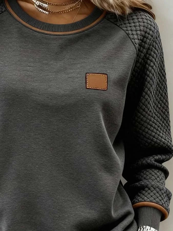 Sweatshirt casual para mulher com blocos de cores