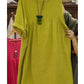 Vestido de mulher em algodão e linho com bolso solto