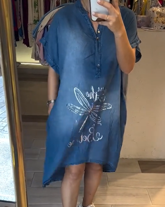 Vestido de verão para mulher, solto e confortável, com decote em V