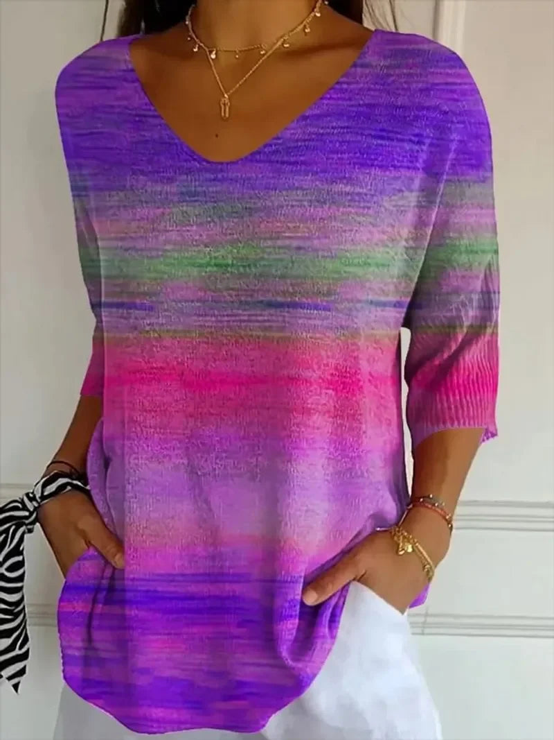 Blusa de mulher larga com decote em V