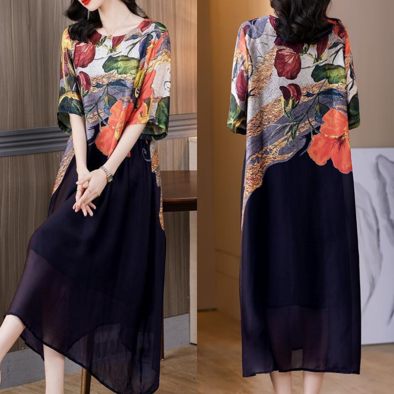 💃Novo 2025💕Vestido feminino elegante e arejado com flores em tamanhos grandes