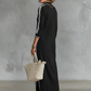 Vestido comprido estilo sweatshirt com gola abotoada