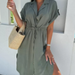 Vestido curto casual de cor sólida com laço