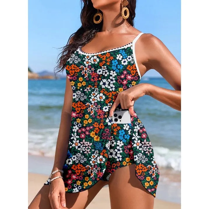 Fato de Banho Feminino Floral com Controlo de Abdômen