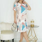Vestido midi para menina com estampado geométrico e barra franzida