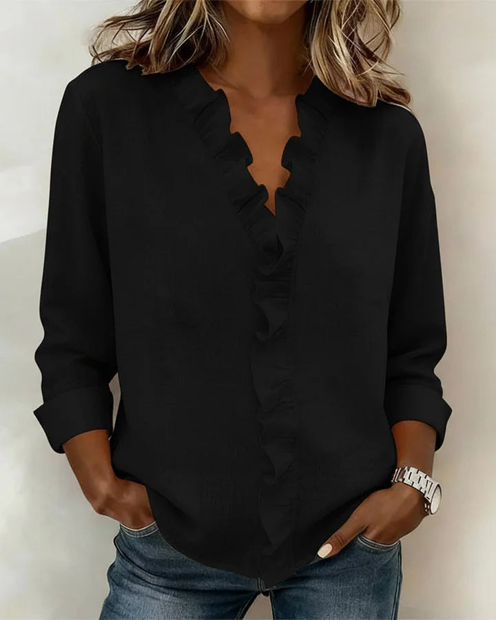 Camisola de mulher elegante de algodão com mangas compridas