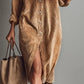 Vestido midi de bombazine com abotoamento simples e solto