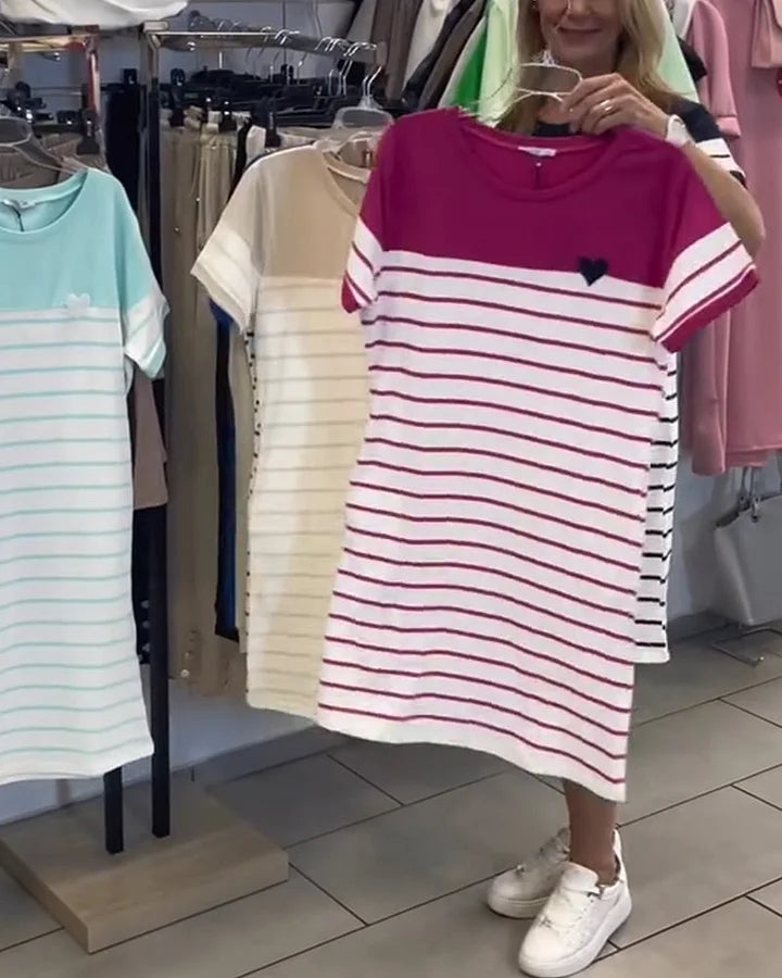 Vestido Listrado Coração