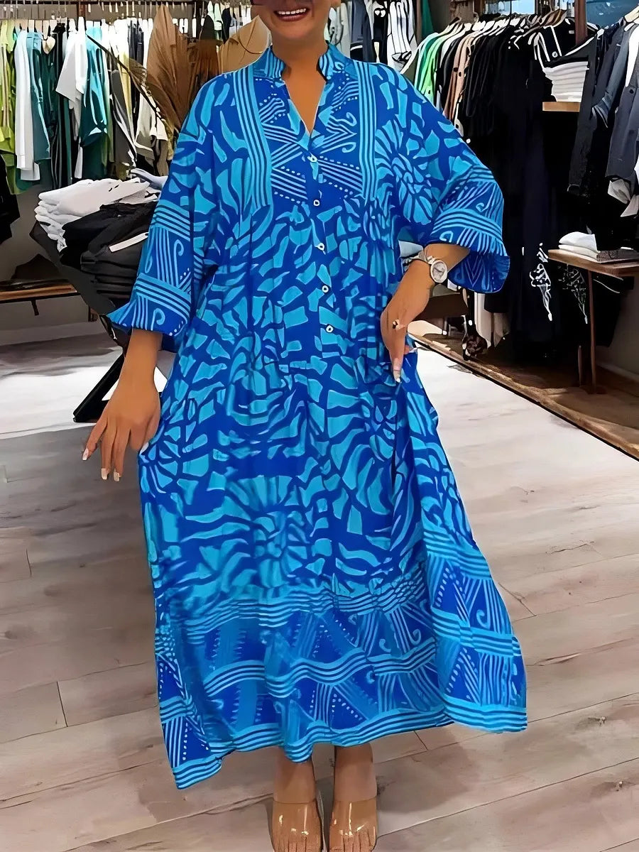 Vestido de menina estampado com decote em V e corte largo (Quase esgotado!)