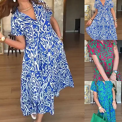 🤩🤩Oferta por tempo limitado⏰Saia maxi casual feminina estampada em formato A